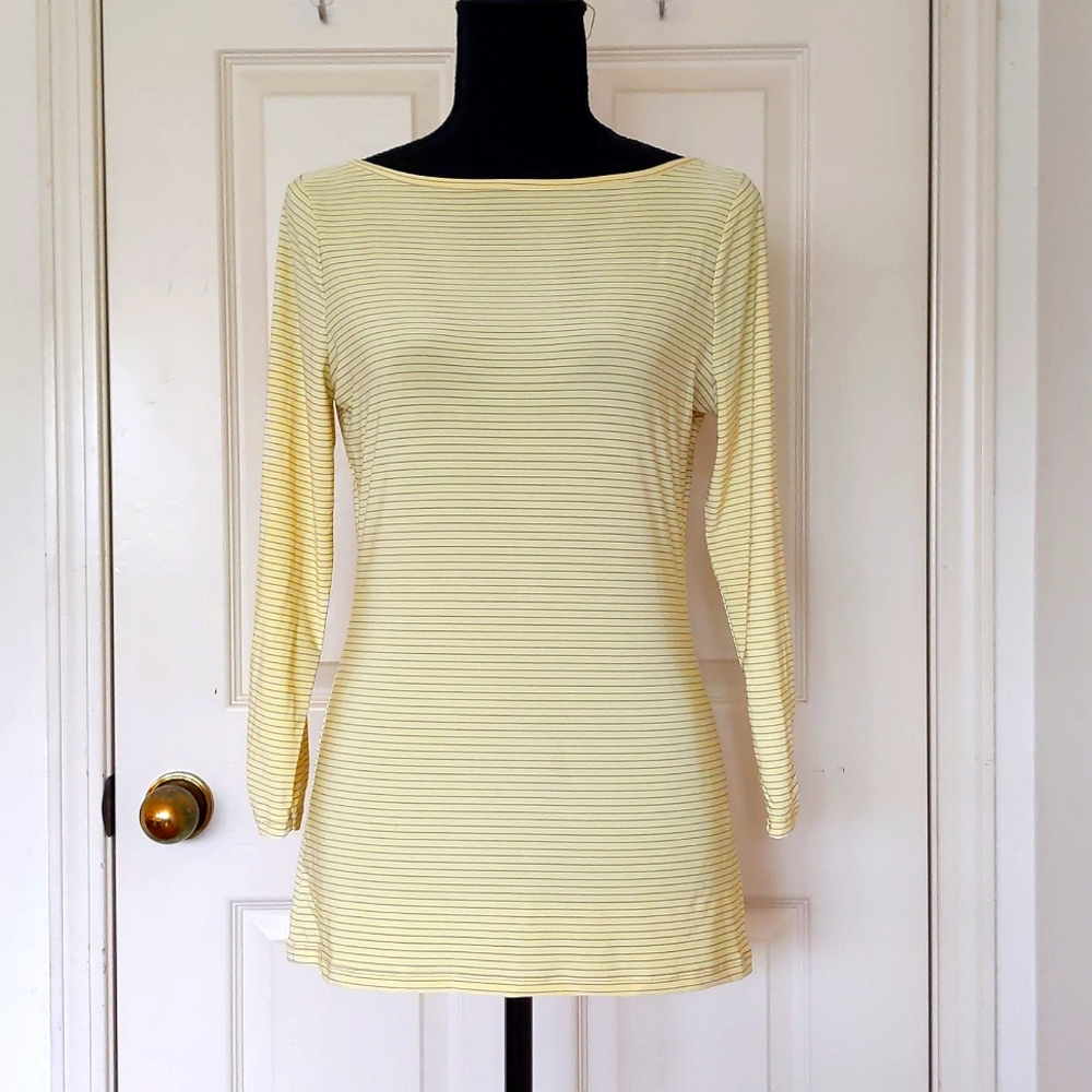 NWT. The Limited Stretch Long Sleeve Blouse with stripes and elastic on sleeves.